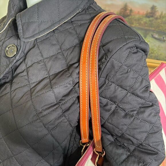 Dooney & Bourke O Ring Tote Bag Pink & White Canvas & Leather - Picture 9 of 17